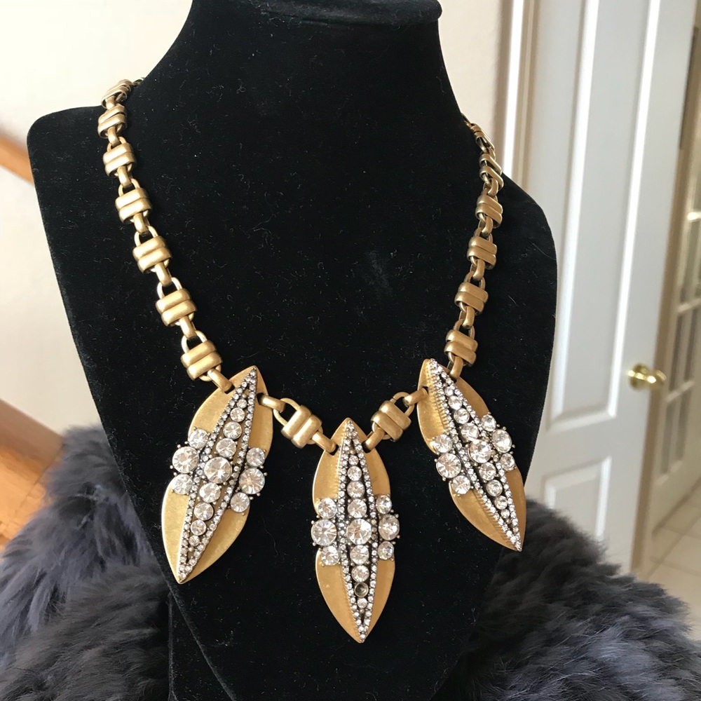 J.Crew 3 Medalion Gold Crystal Necklace
